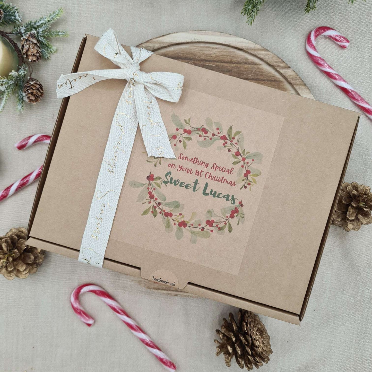 Elegant gift box presentation of the Reindeer Baby Romper, ideal for holiday gifting.