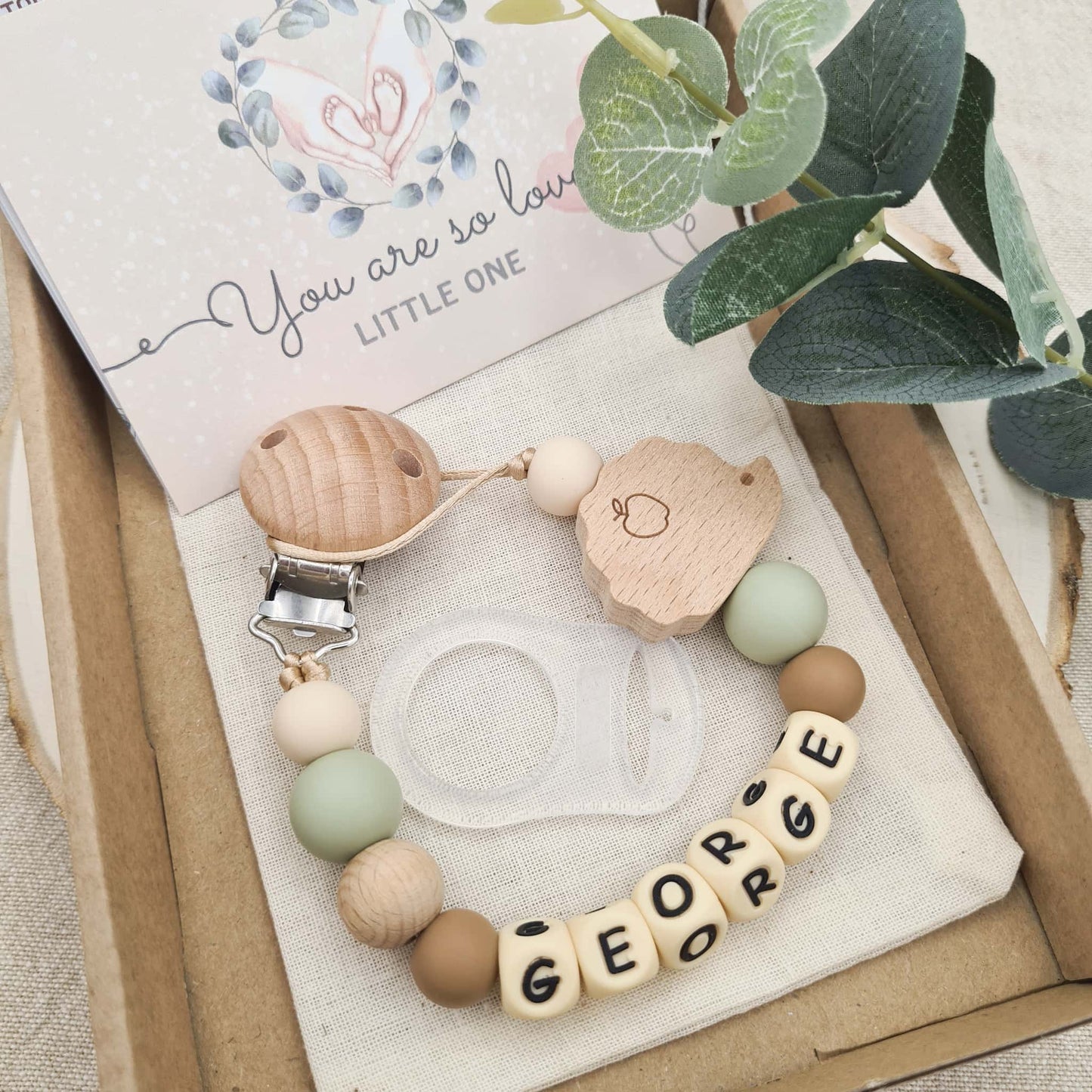 Personalised Dummy Clip Gift Box Hedgehog