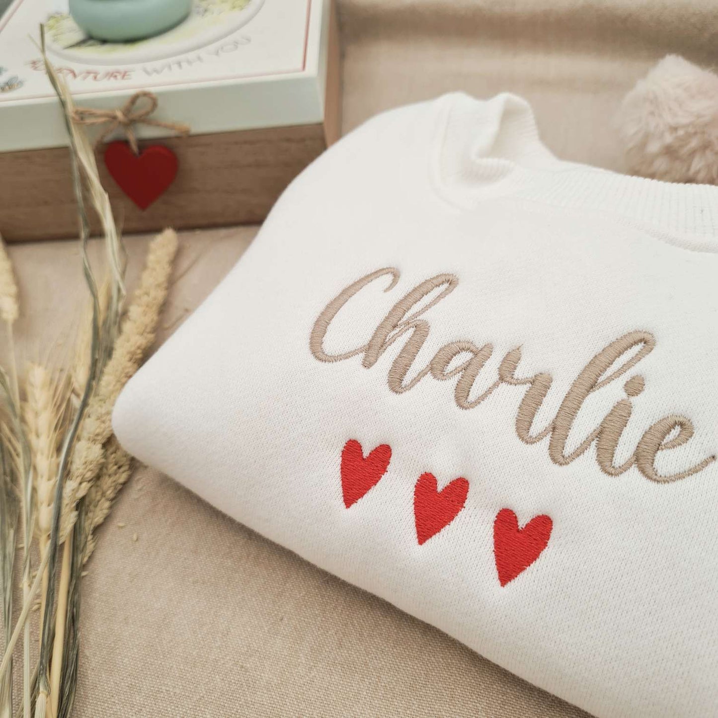 Close-up of Heart Details on Valentine's Day Baby Romper