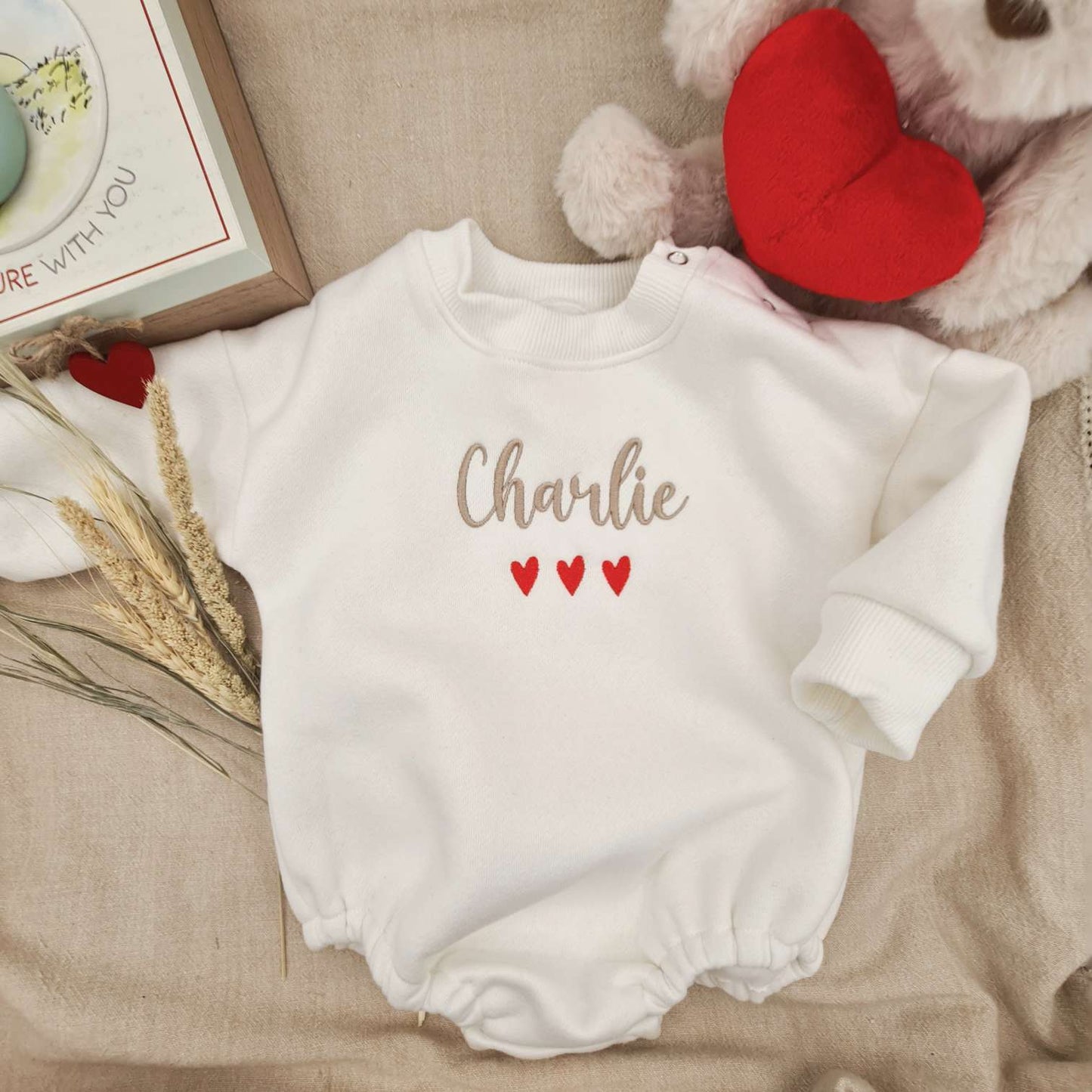 Personalised Valentine's Day Baby Romper - Front View