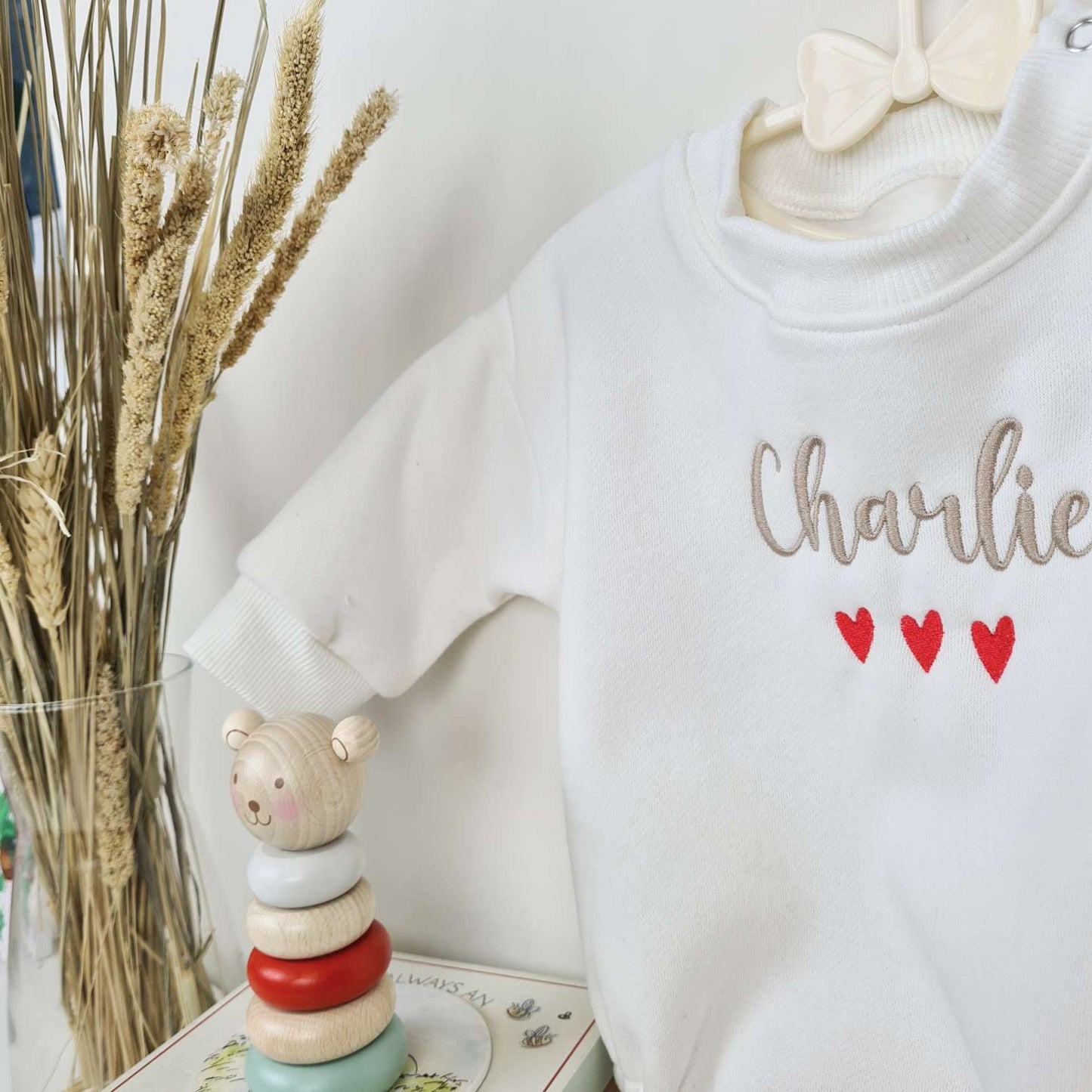 Baby Wearing Personalised Valentine's Day Baby Romper for Valentine's Day Photoshoot