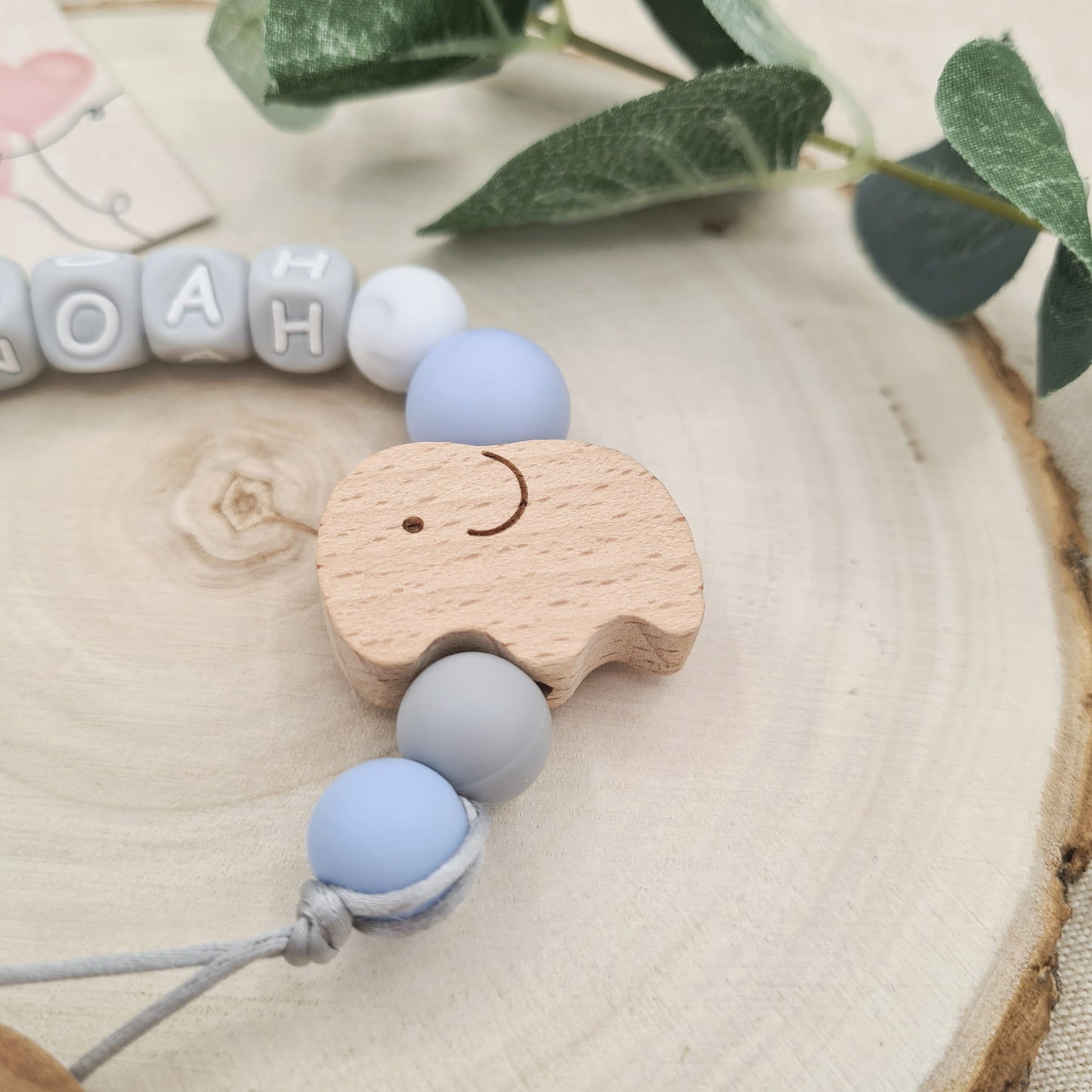 Personalised Pacifier Clip Elephant