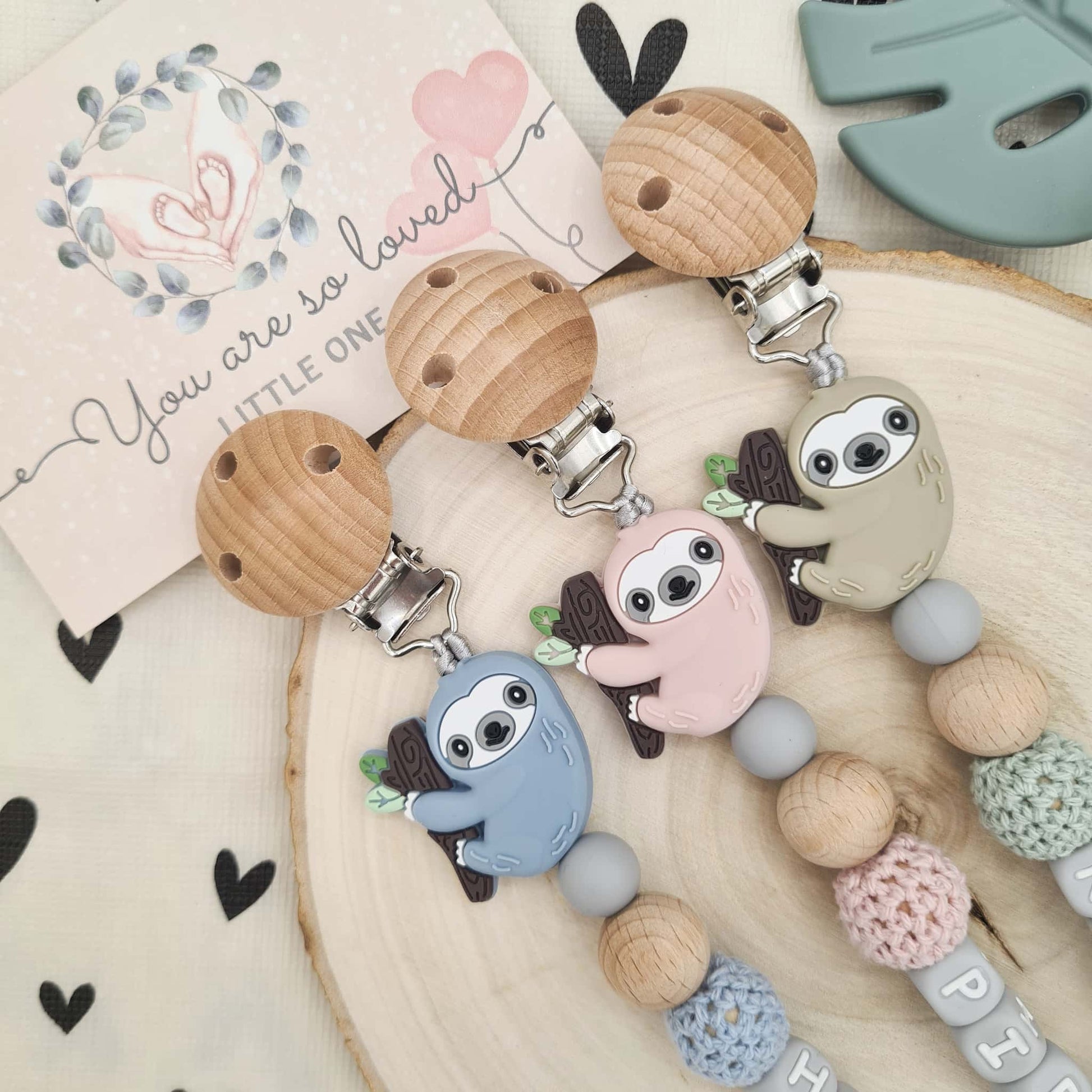 Personalised Pacifier Clip Sloth